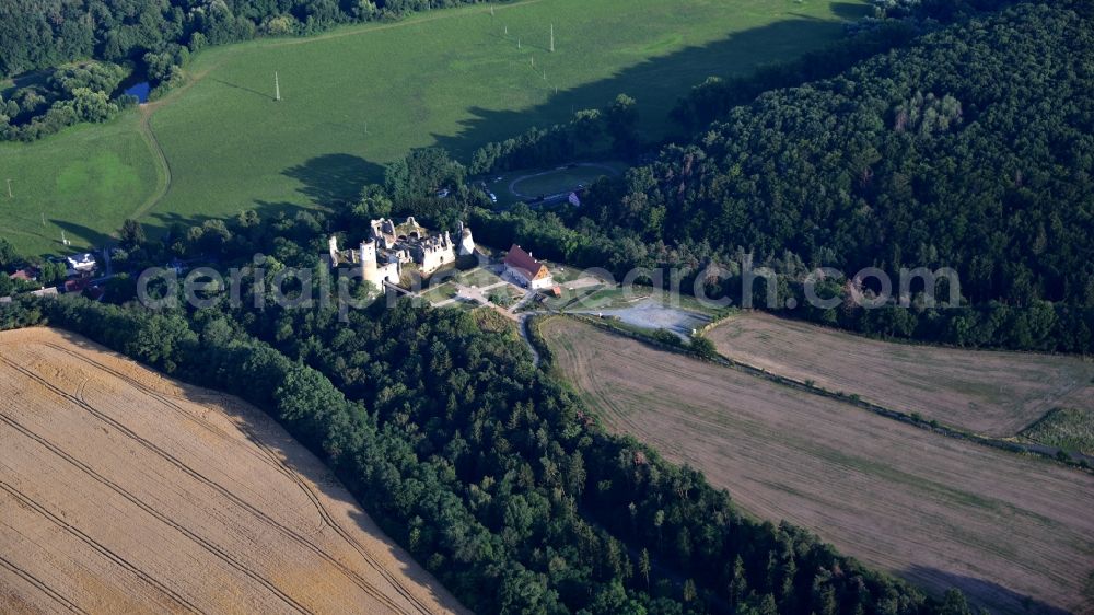 Bakov nad Jizerou from the bird's eye view: Ruins and vestiges of the former castle and fortress in Bakov nad Jizerou in Stredocesky kraj, Czech Republic