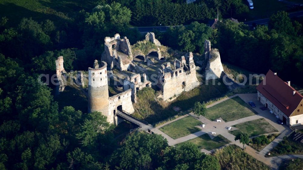 Bakov nad Jizerou from above - Ruins and vestiges of the former castle and fortress in Bakov nad Jizerou in Stredocesky kraj, Czech Republic