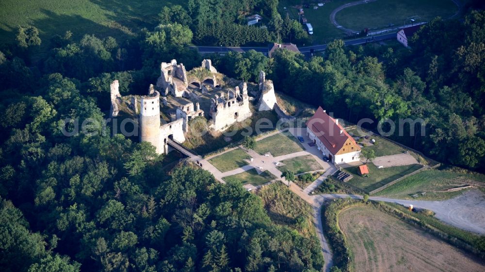 Bakov nad Jizerou from the bird's eye view: Ruins and vestiges of the former castle and fortress in Bakov nad Jizerou in Stredocesky kraj, Czech Republic