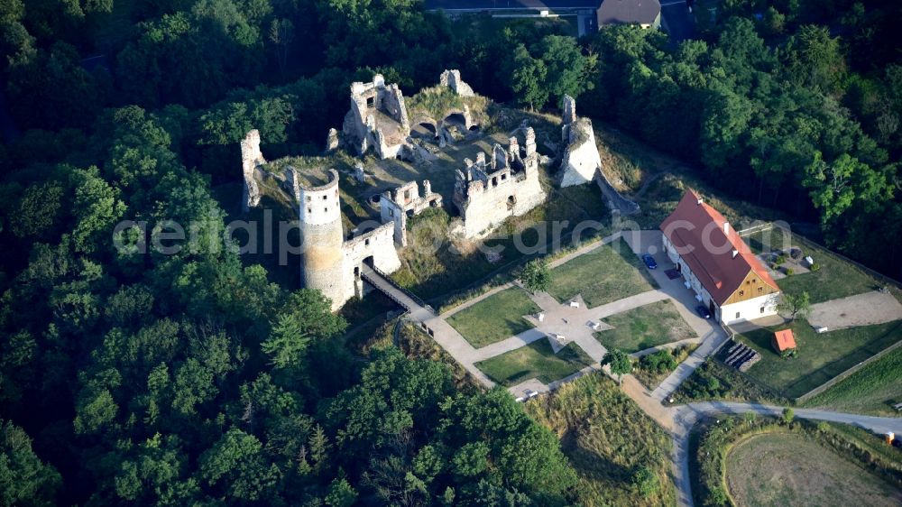 Bakov nad Jizerou from above - Ruins and vestiges of the former castle and fortress in Bakov nad Jizerou in Stredocesky kraj, Czech Republic