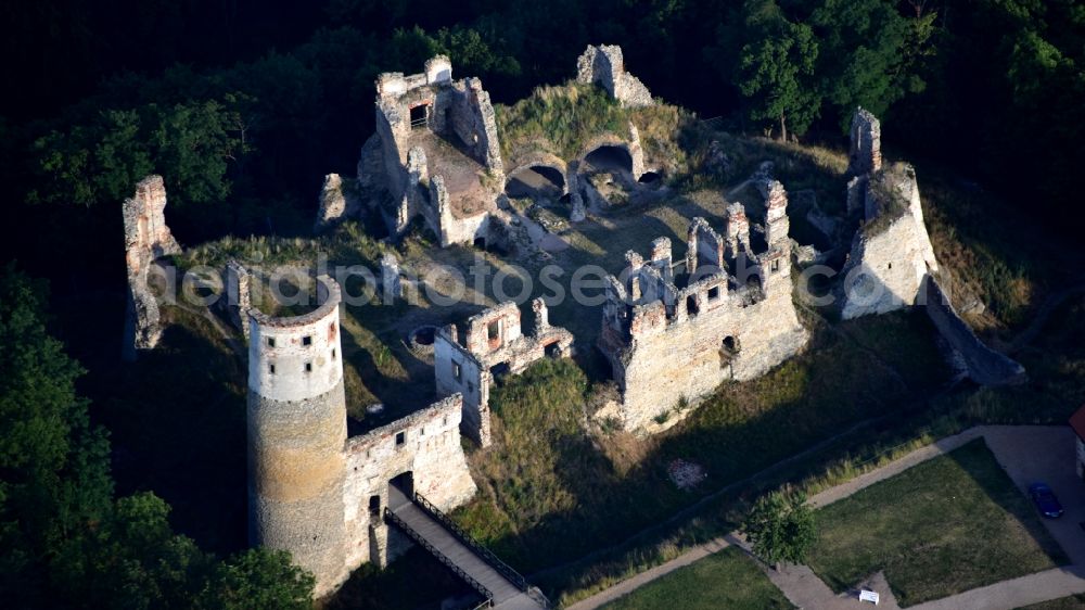 Bakov nad Jizerou from the bird's eye view: Ruins and vestiges of the former castle and fortress in Bakov nad Jizerou in Stredocesky kraj, Czech Republic