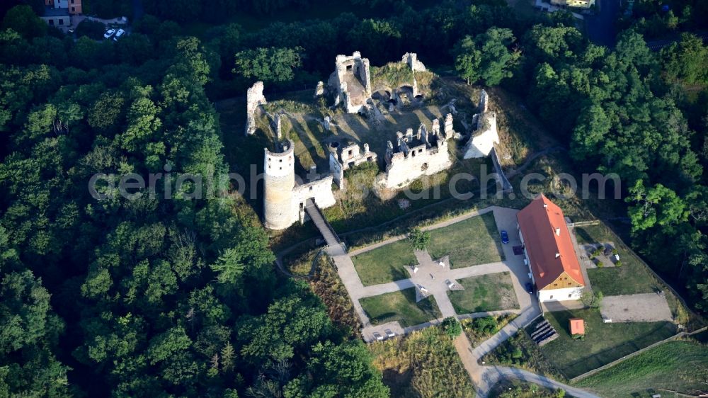 Bakov nad Jizerou from above - Ruins and vestiges of the former castle and fortress in Bakov nad Jizerou in Stredocesky kraj, Czech Republic