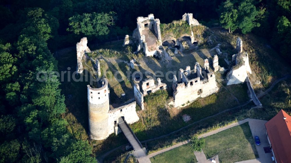 Bakov nad Jizerou from the bird's eye view: Ruins and vestiges of the former castle and fortress in Bakov nad Jizerou in Stredocesky kraj, Czech Republic