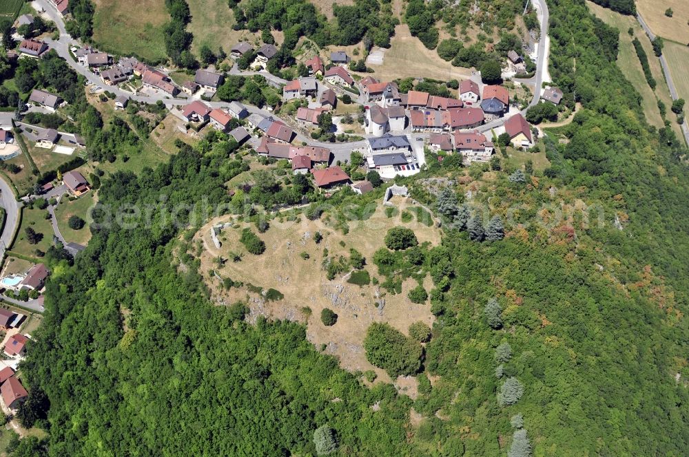 Aerial image Chaumont - Ruins and vestiges of the former castle and fortress in Chaumont in Frankreich