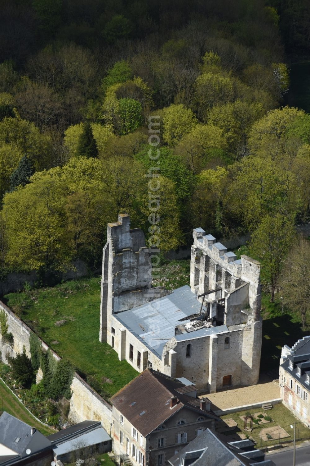 Clermont from above - Ruins and vestiges of the former castle and fortress in Clermont in Nord-Pas-de-Calais Picardy, France