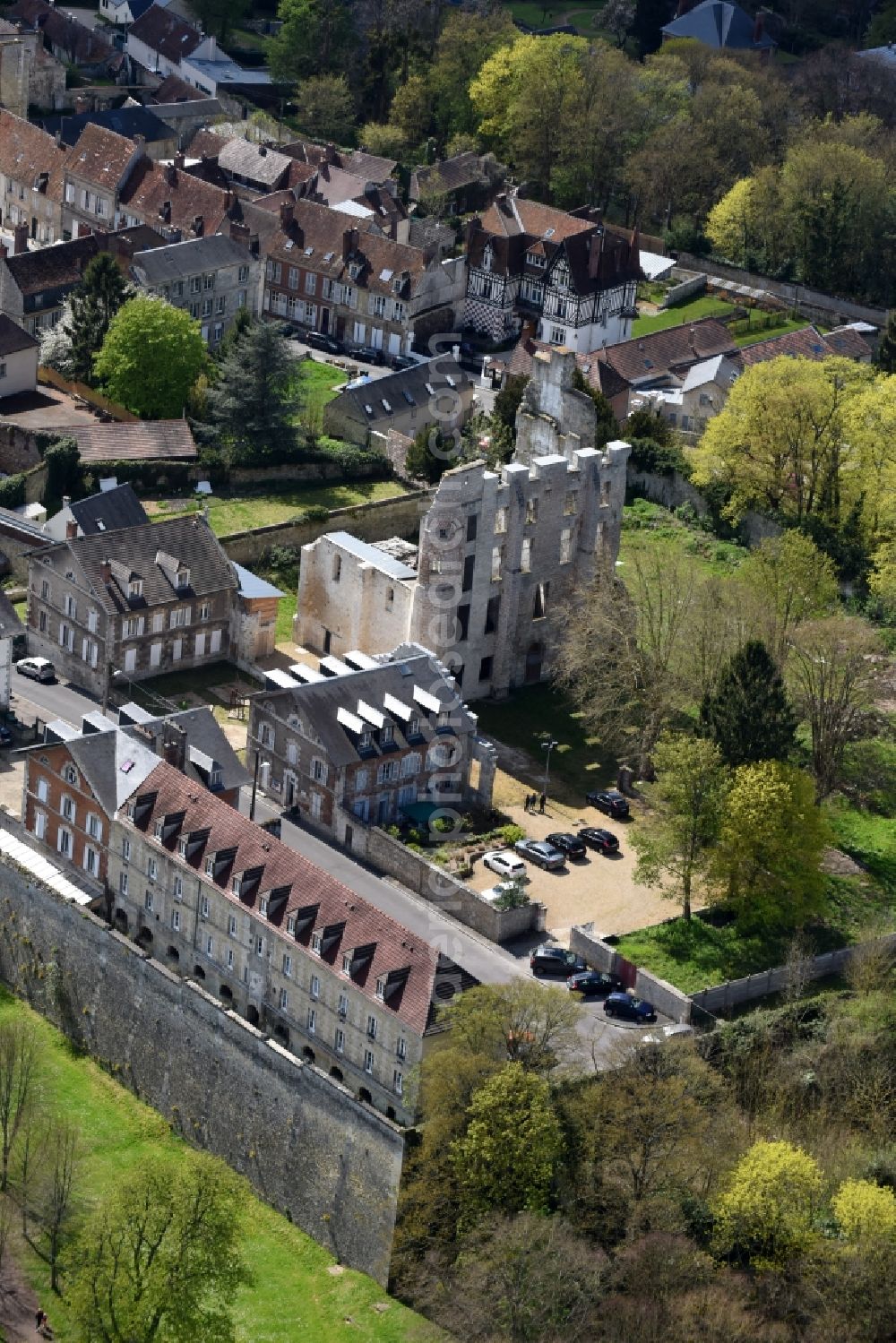 Clermont from above - Ruins and vestiges of the former castle and fortress in Clermont in Nord-Pas-de-Calais Picardy, France