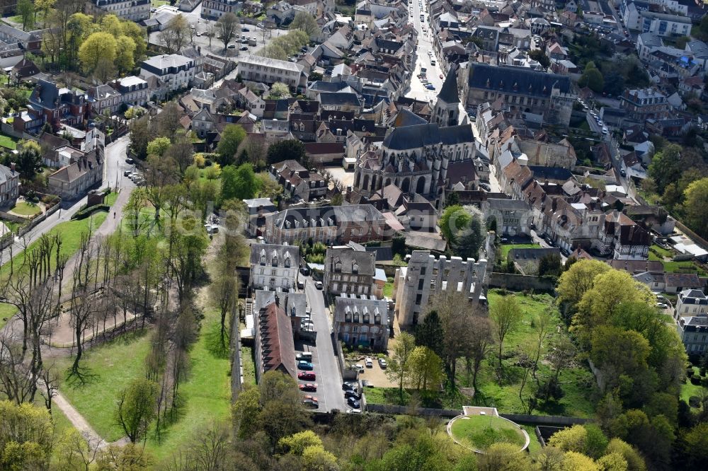 Clermont from the bird's eye view: Ruins and vestiges of the former castle and fortress in Clermont in Nord-Pas-de-Calais Picardy, France