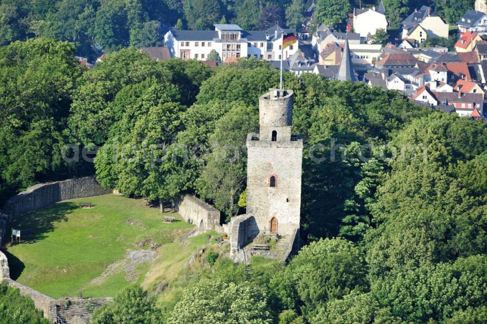 Falkenstein from above - Ruins and vestiges of the former castle and fortress in Falkenstein in the state Hesse, Germany