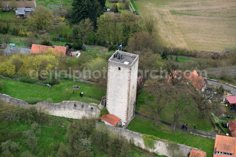 Greene from above - Ruins and vestiges of the former castle and fortress in Greene in the state Lower Saxony