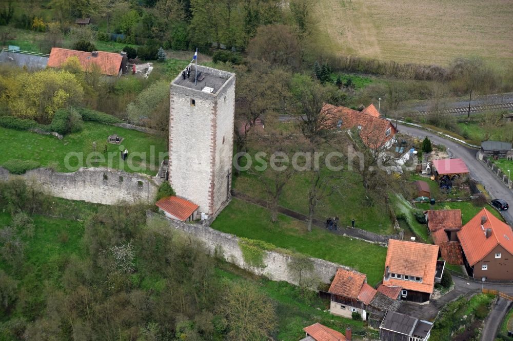 Greene from the bird's eye view: Ruins and vestiges of the former castle and fortress in Greene in the state Lower Saxony