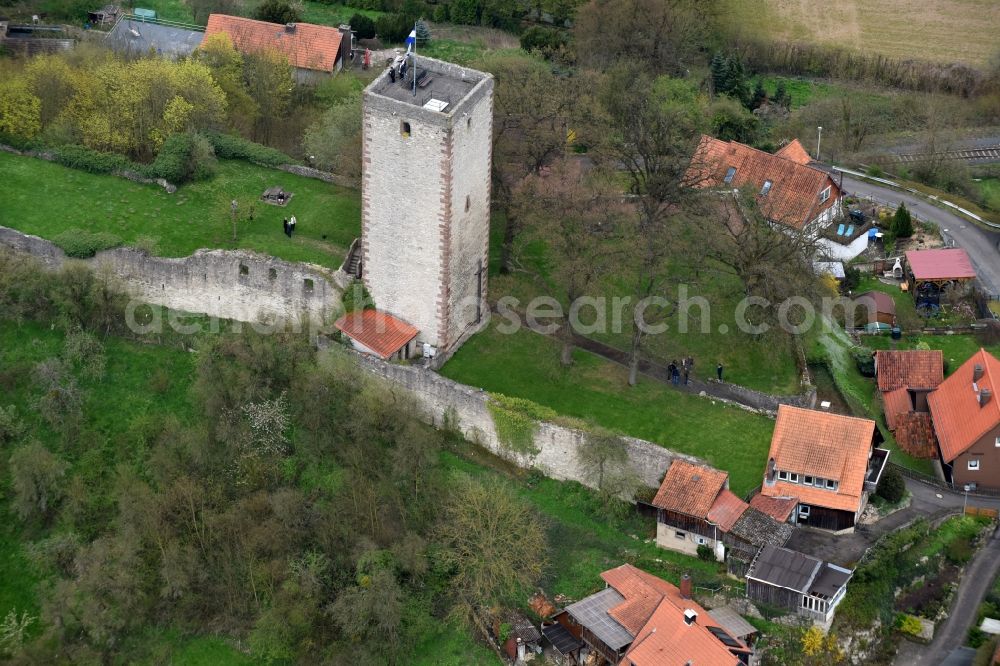 Aerial image Greene - Ruins and vestiges of the former castle and fortress in Greene in the state Lower Saxony