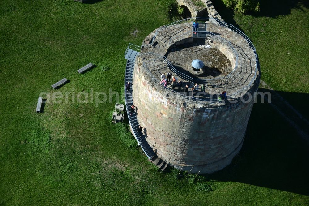 Aerial image Henneberg - Ruins and vestiges of the former castle and fortress in Henneberg in the state Thuringia