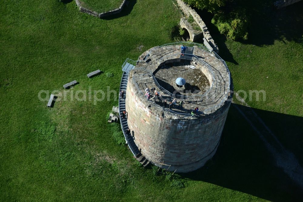 Aerial image Henneberg - Ruins and vestiges of the former castle and fortress in Henneberg in the state Thuringia