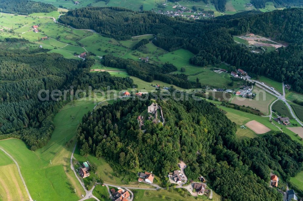 Aerial photograph Seelbach - Ruins and vestiges of the former castle and fortress Hohengeroldseck in Seelbach in the state Baden-Wuerttemberg, Germany