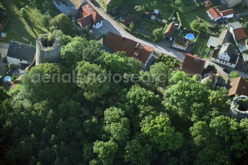 Kohren-Sahlis from above - Ruins and vestiges of the former castle and fortress in Kohren-Sahlis in the state Saxony