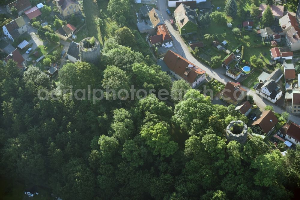 Kohren-Sahlis from the bird's eye view: Ruins and vestiges of the former castle and fortress in Kohren-Sahlis in the state Saxony