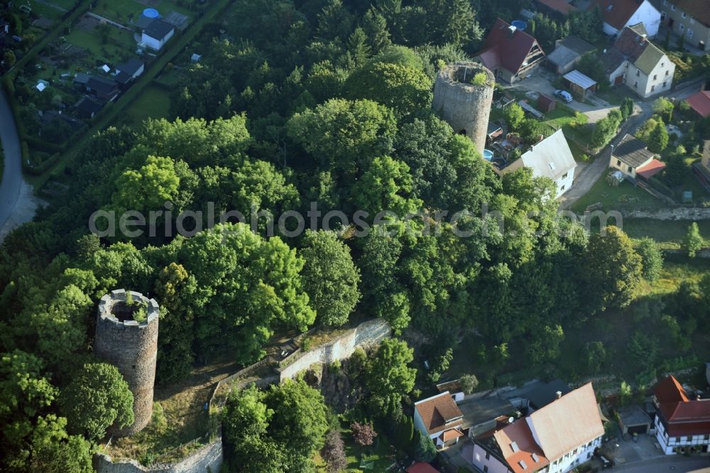 Aerial photograph Kohren-Sahlis - Ruins and vestiges of the former castle and fortress in Kohren-Sahlis in the state Saxony