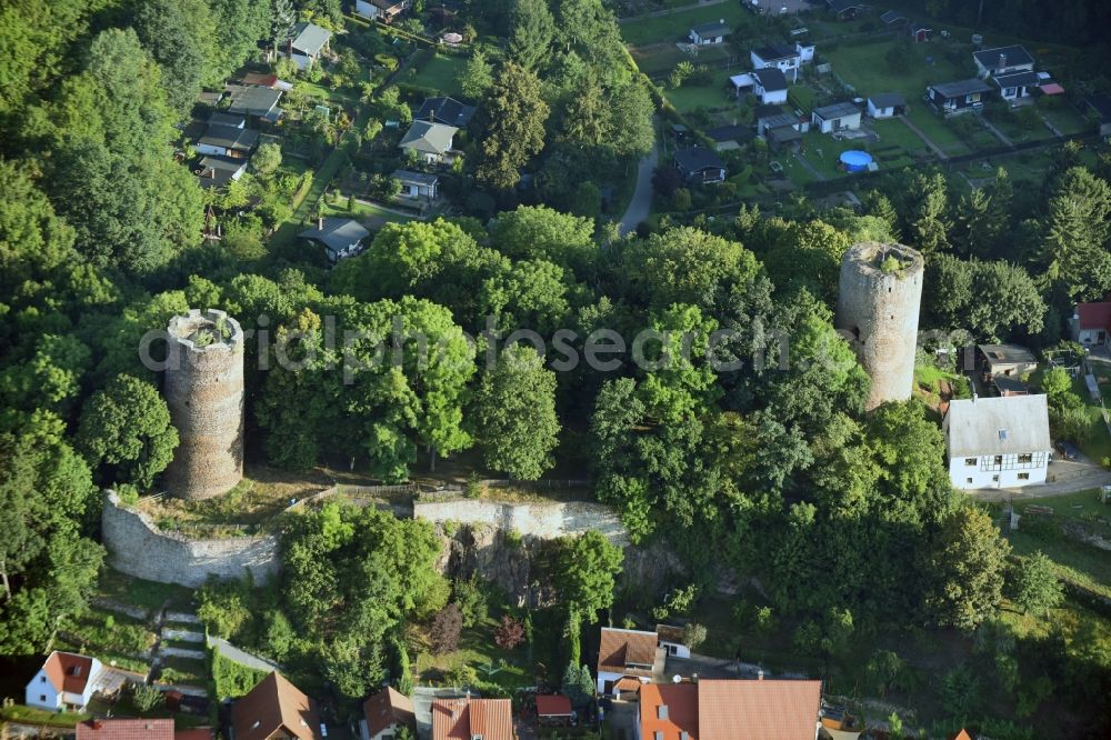 Kohren-Sahlis from above - Ruins and vestiges of the former castle and fortress in Kohren-Sahlis in the state Saxony