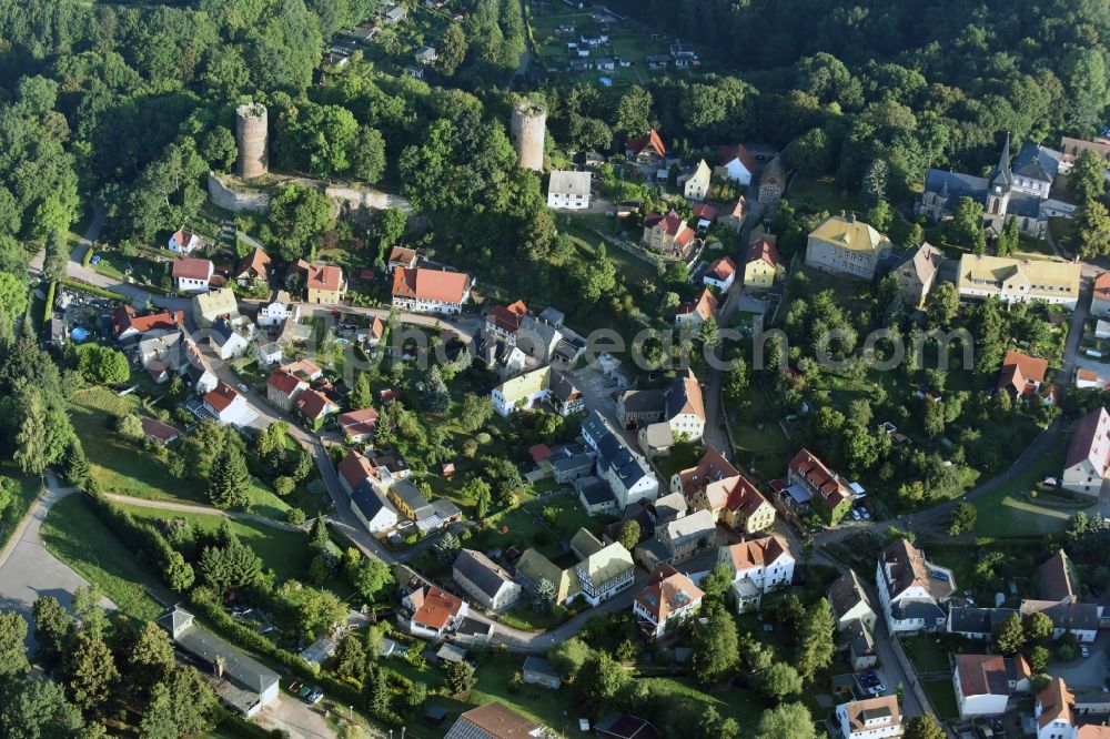 Kohren-Sahlis from the bird's eye view: Ruins and vestiges of the former castle and fortress in Kohren-Sahlis in the state Saxony