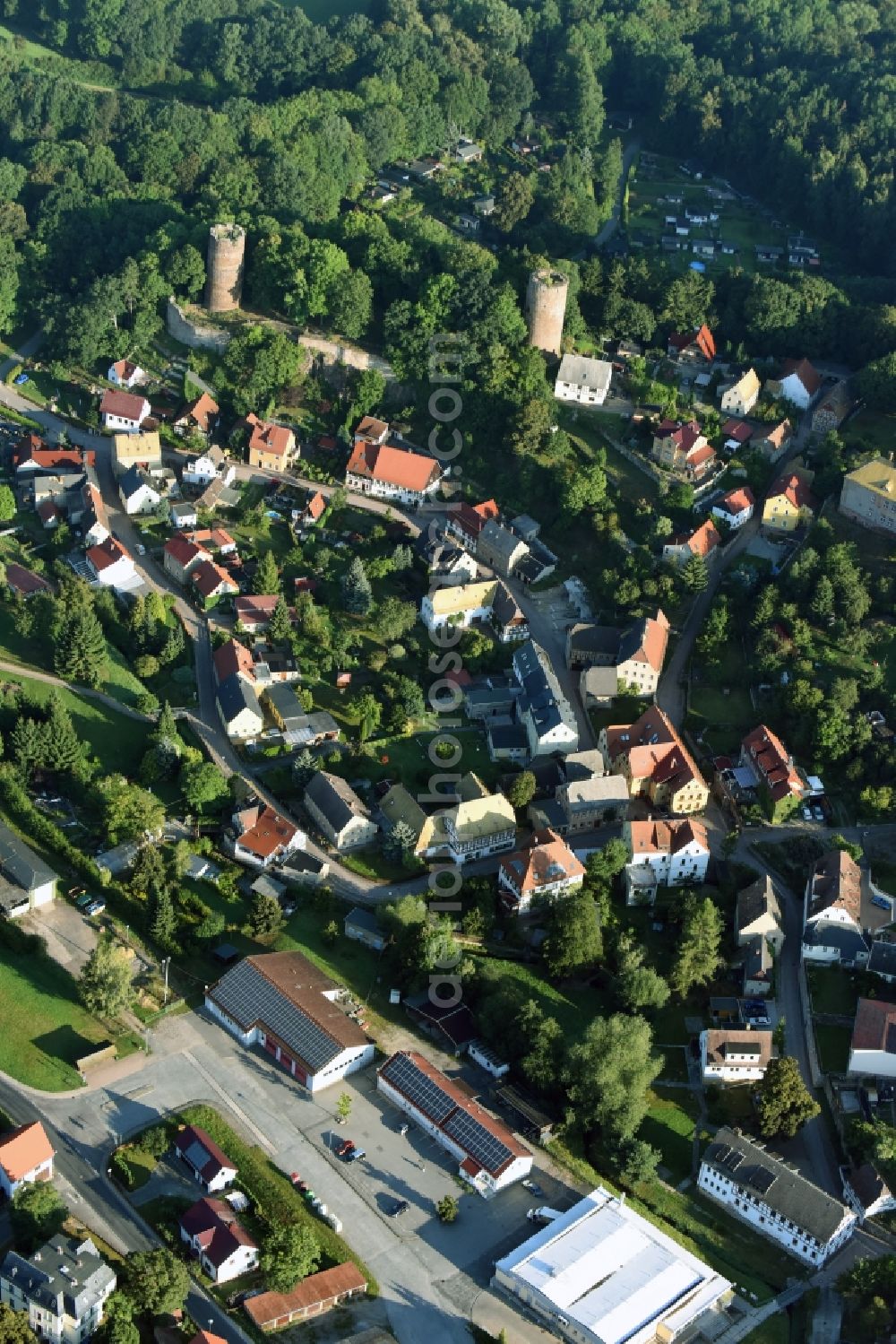 Aerial image Kohren-Sahlis - Ruins and vestiges of the former castle and fortress in Kohren-Sahlis in the state Saxony