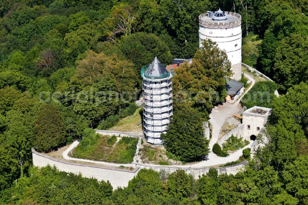 Aerial photograph Bovenden - Ruins and vestiges of the former castle and fortress Plesse in Bovenden in the state Lower Saxony, Germany