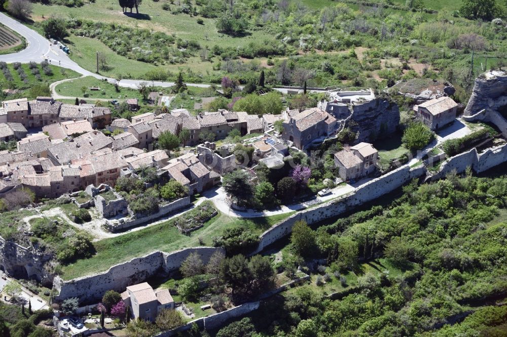 Saignon from above - Ruins and vestiges of the former castle and fortress in Saignon in Provence-Alpes-Cote d'Azur, France