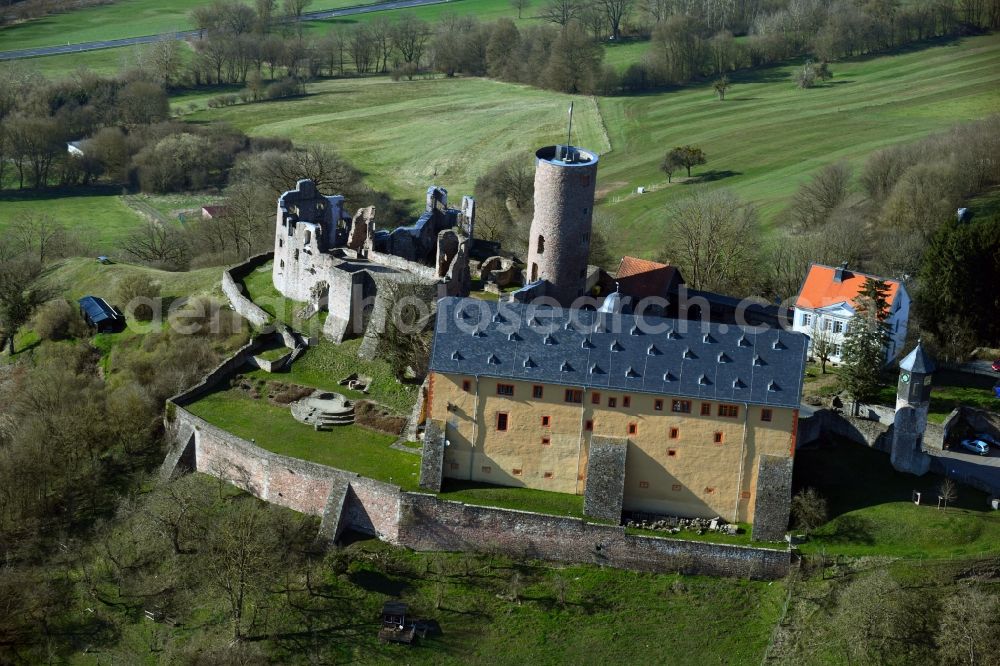 Aerial photograph Schwarzenfels - Ruins and vestiges of the former castle and fortress in Schwarzenfels in the state Hesse, Germany