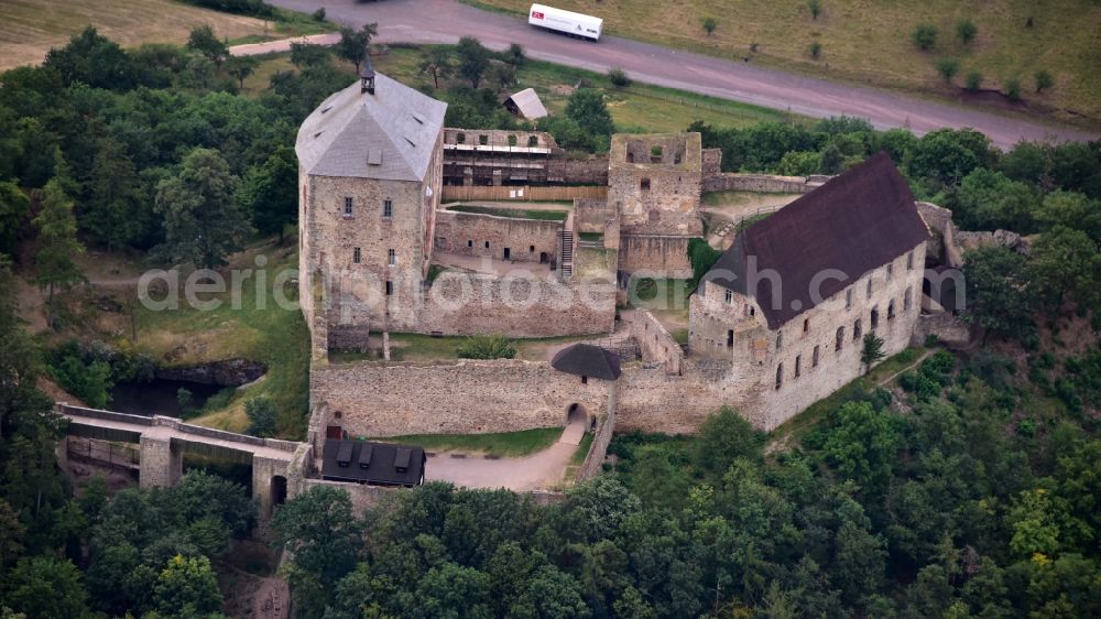 Tocnik from above - Ruins and vestiges of the former castle and fortress in Tocnik in Stredocesky kraj - Mittelboehmische Region, Czech Republic