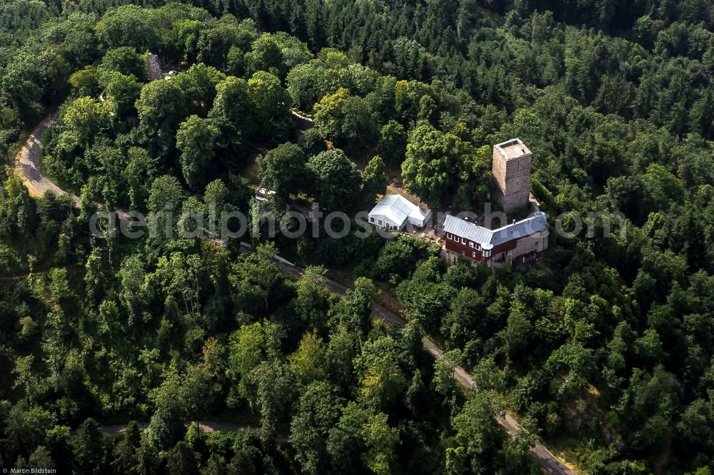 Baden-Baden from the bird's eye view: Ruins and vestiges of the former castle and fortress YBurg in Baden-Baden in the state Baden-Wuerttemberg