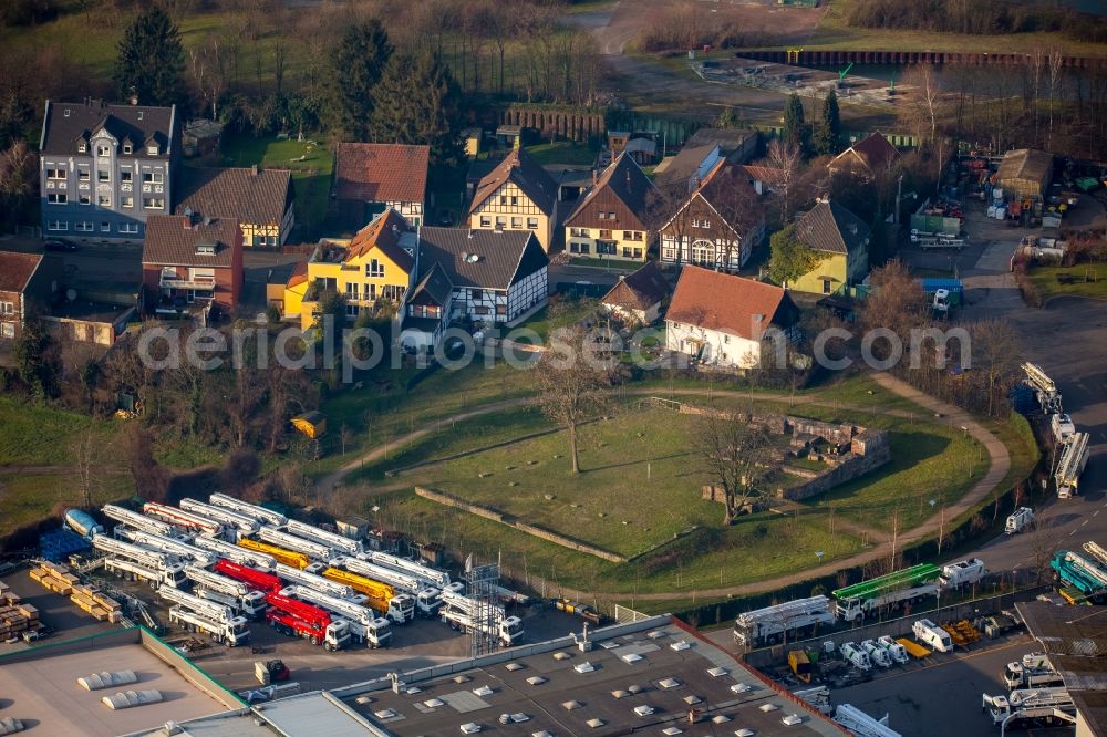 Aerial image Herne - Ruins and vestiges of the former castle and fortress Haus Crange in Herne in the state of North Rhine-Westphalia