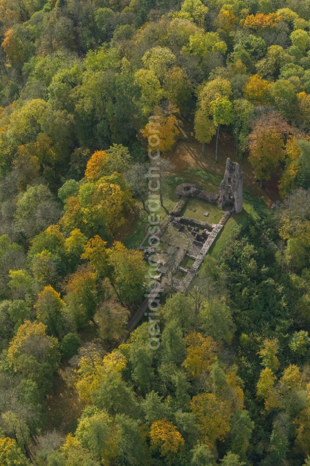 Aerial image Wadern - The Dagstuhl Castle is a ruined medieval castle in Dagstuhl, a district municipality of Saarland Wadern district Merzig-Wadern Saarland