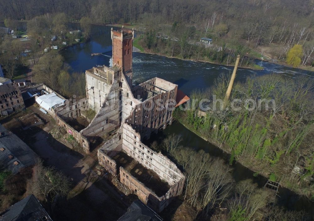 Aerial image Halle (Saale) - Ruin of a paper mill in Halle (Saale) in the state Saxony-Anhalt, Germany