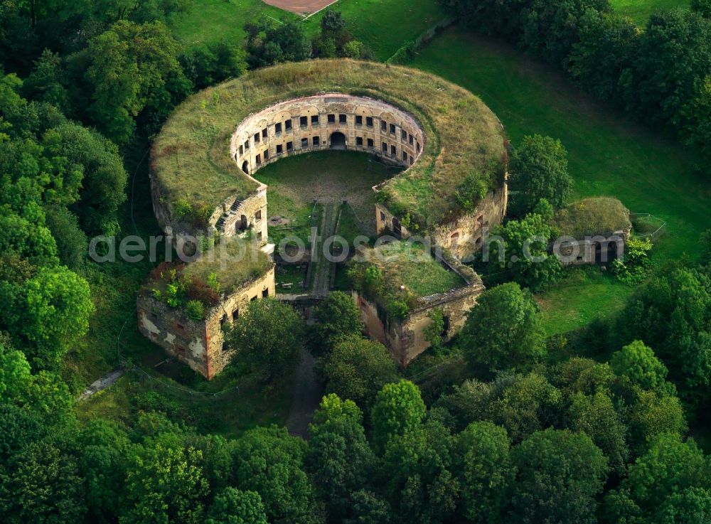 Koblenz from above - Ruins of the Reduit from Fort Asterstein in Koblenz in Rhineland-Palatinate. The fort was part of the Prussian fortress Koblenz