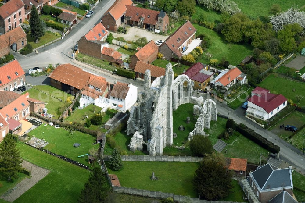 Ablain-Saint-Nazaire from above - Ruins Ruines de leglise of the former gothic church in Ablain-Saint-Nazaire in Nord-Pas-de-Calais Picardy, France