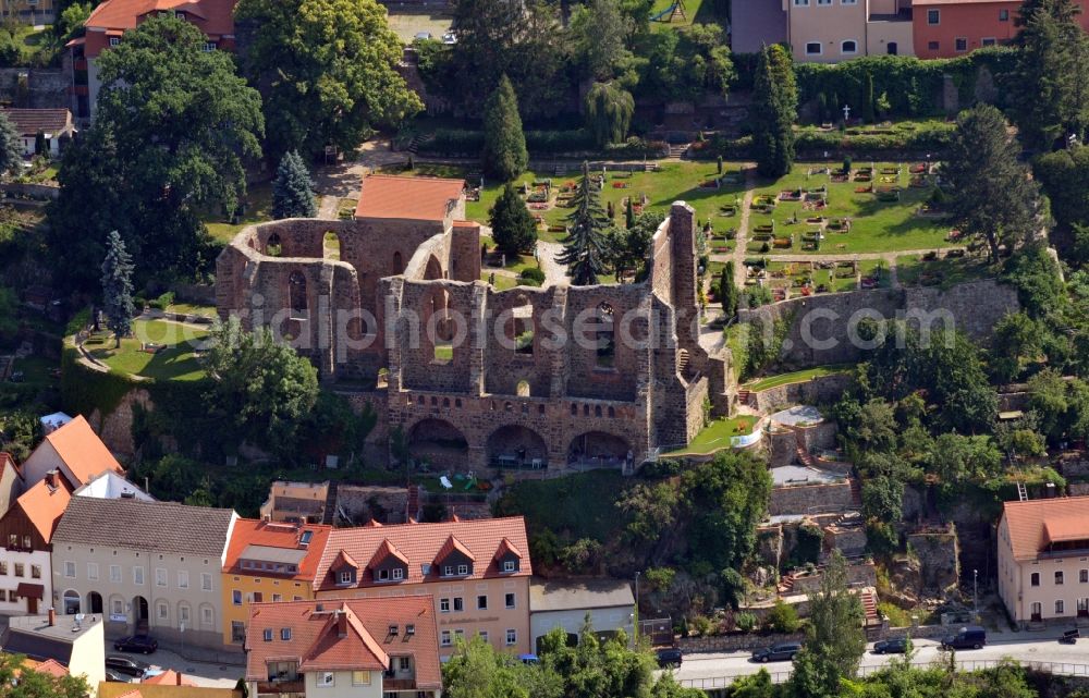 Bautzen from the bird's eye view: View of the ruin of the Sankt Nikolai church in Bautzen in the state Saxony