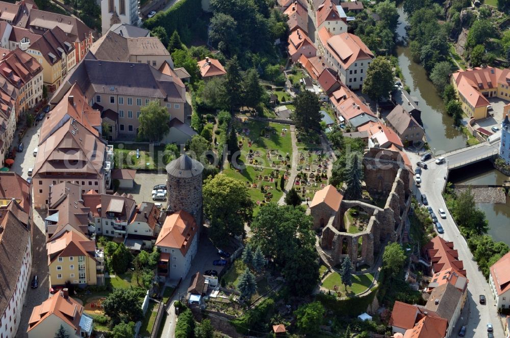 Bautzen from the bird's eye view: View of the ruin of the Sankt Nikolai church in Bautzen in the state Saxony