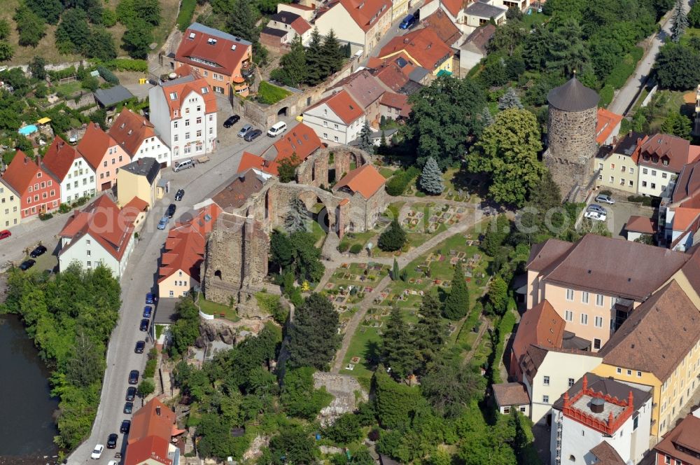 Bautzen from the bird's eye view: View of the ruin of the Sankt Nikolai church in Bautzen in the state Saxony