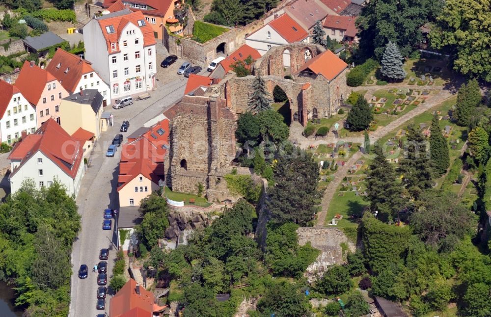 Bautzen from the bird's eye view: View of the ruin of the Sankt Nikolai church in Bautzen in the state Saxony