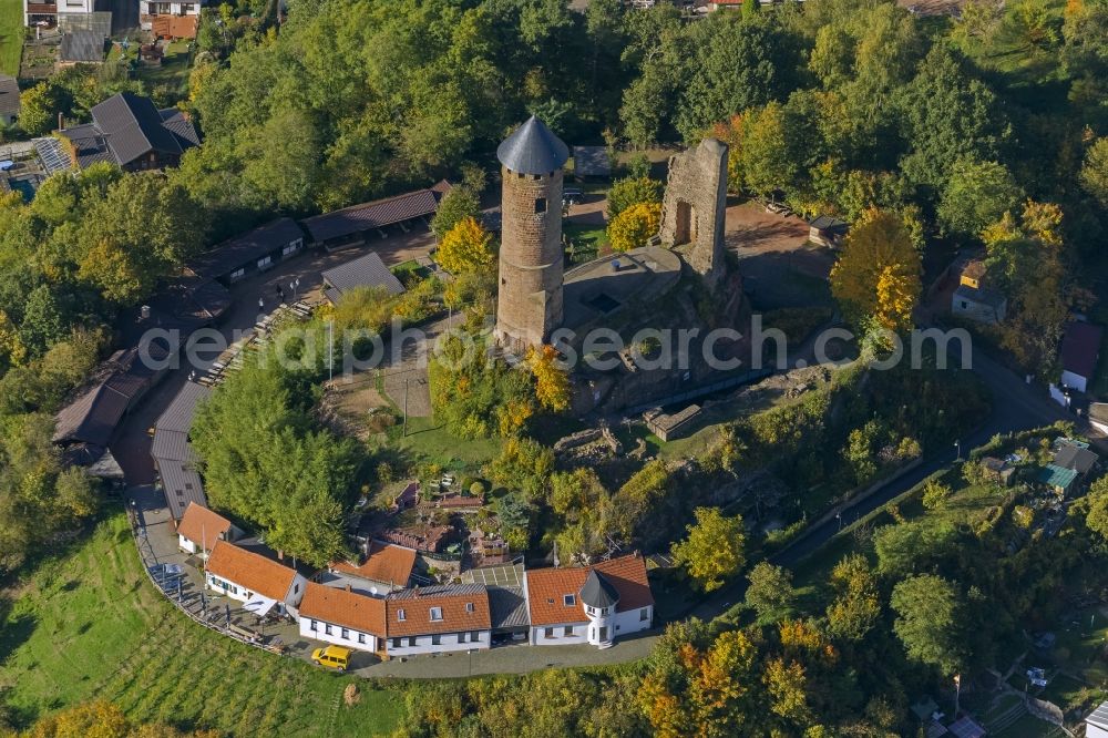 Kirkel from above - Ruins and tower / keep of the castle to Kirkel Saarland