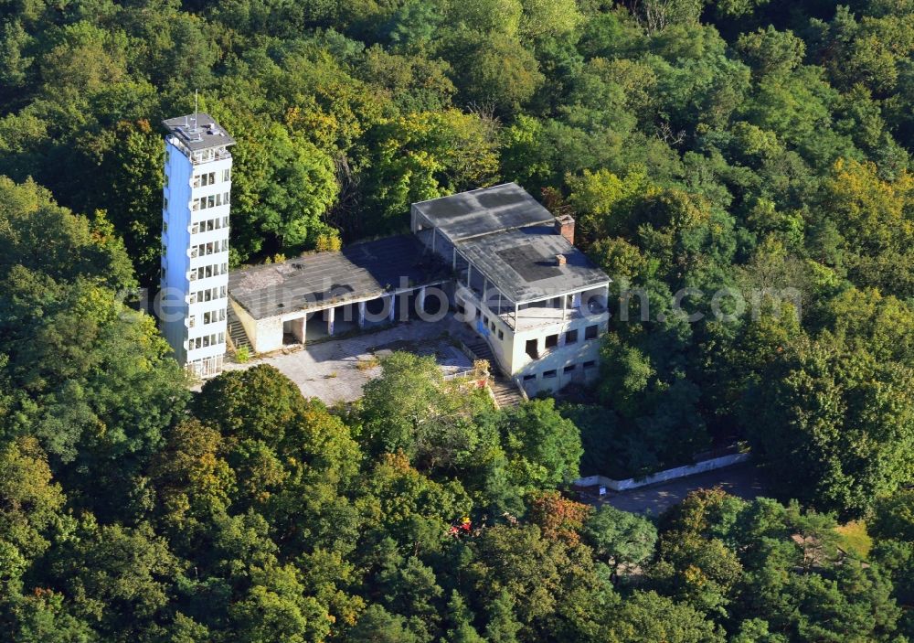 Aerial image Berlin Friedrichshagen - Ruins of the decaying Müggelturm in Müggelbergen in Berlin