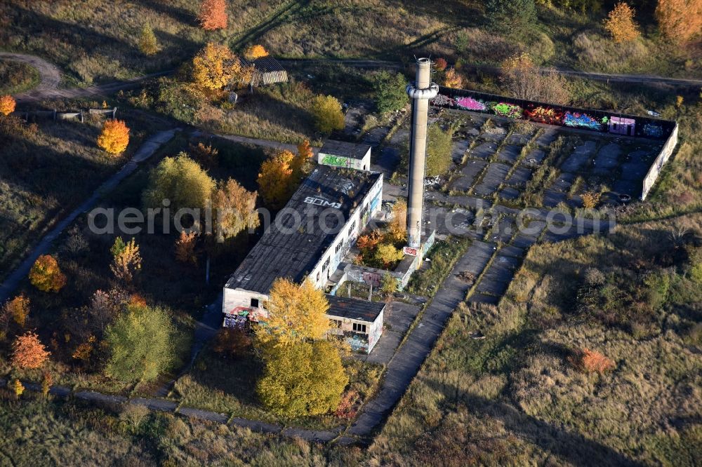 Aerial image Petershagen - Ruin of abandoned agricultural function building in Petershagen in the state Brandenburg