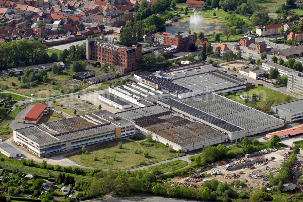 Wittstock from above - Blick auf die Ruine vom alten Möbelkombinat an der Walkstraße in Wittstock.