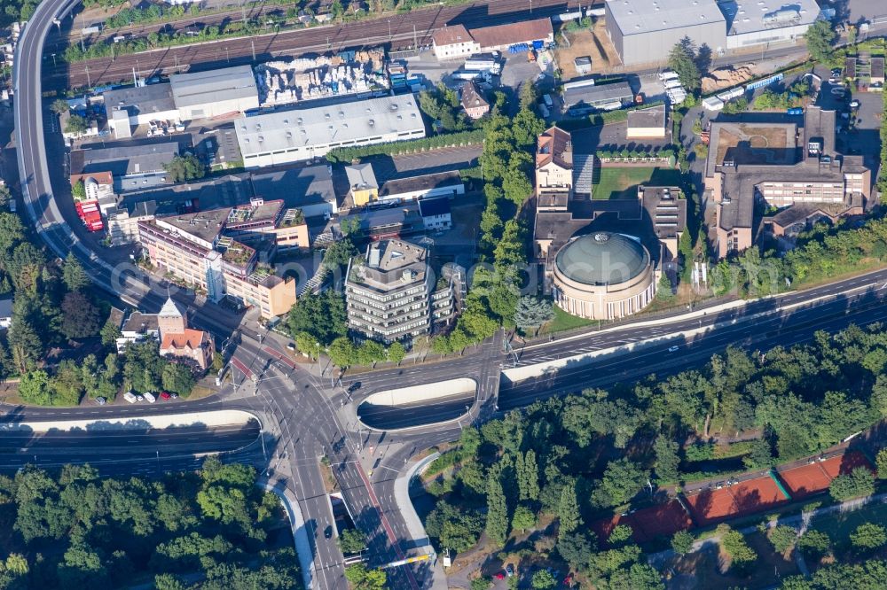 Aerial photograph Karlsruhe - Round Church building of Missionswerk Karlsruhe in Karlsruhe in the state Baden-Wuerttemberg, Germany