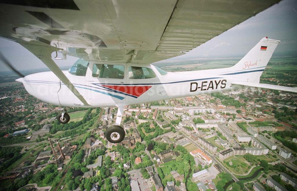 Aerial photograph Forst / BRB - Rundflug der Agentur mit der Forster Rosenkönigin mit einer C172 der Niederlausitz Flug GmbH vom Flugplatz Neuhausen aus über Cottbus und Forst.