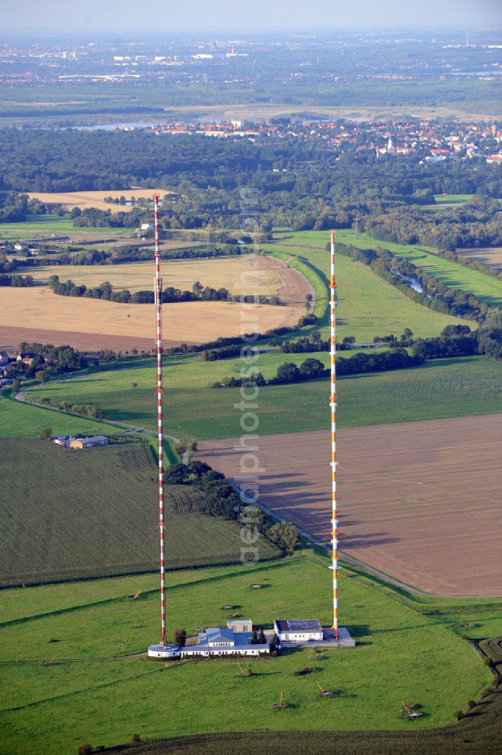 Wiederau from the bird's eye view: Der Rundfunksender / Sender / Sendemast Wiederau in Sachsen wurde 1932 in Betrieb genommen. Radio transmitter mast Wiederau in Saxony.