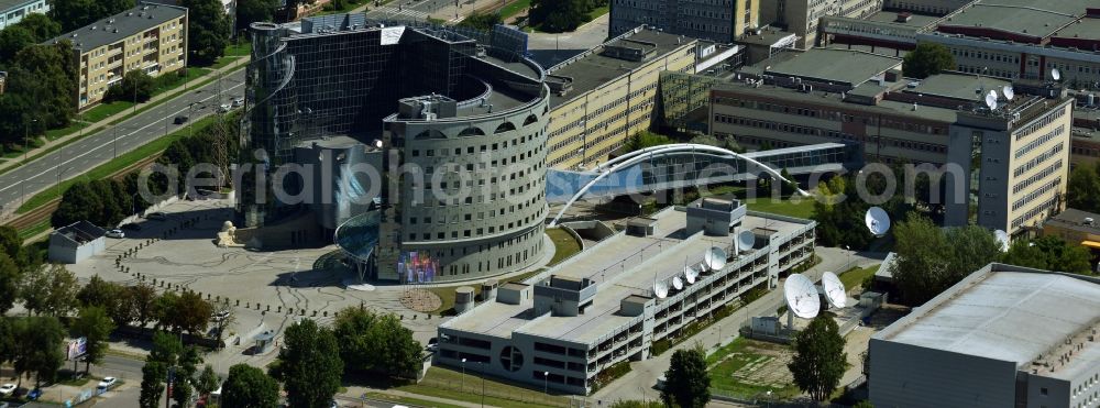 Warschau Mokotow from the bird's eye view: New round of television and radio building TVP Polish Television SA at ul Jana Pawla Woronicza in Warsaw in Poland