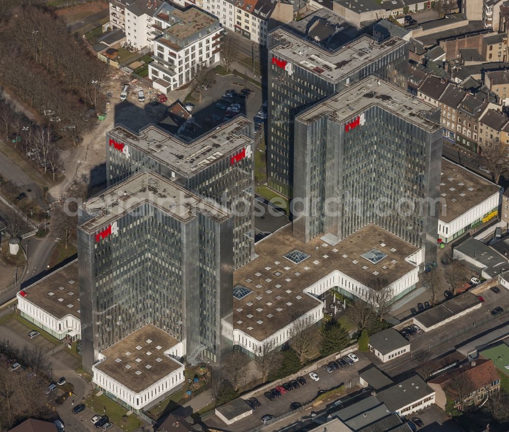 Aerial photograph Düsseldorf - The RWI4 high-rise complex in Dusseldorf's government district. The four office towers were built in 1974