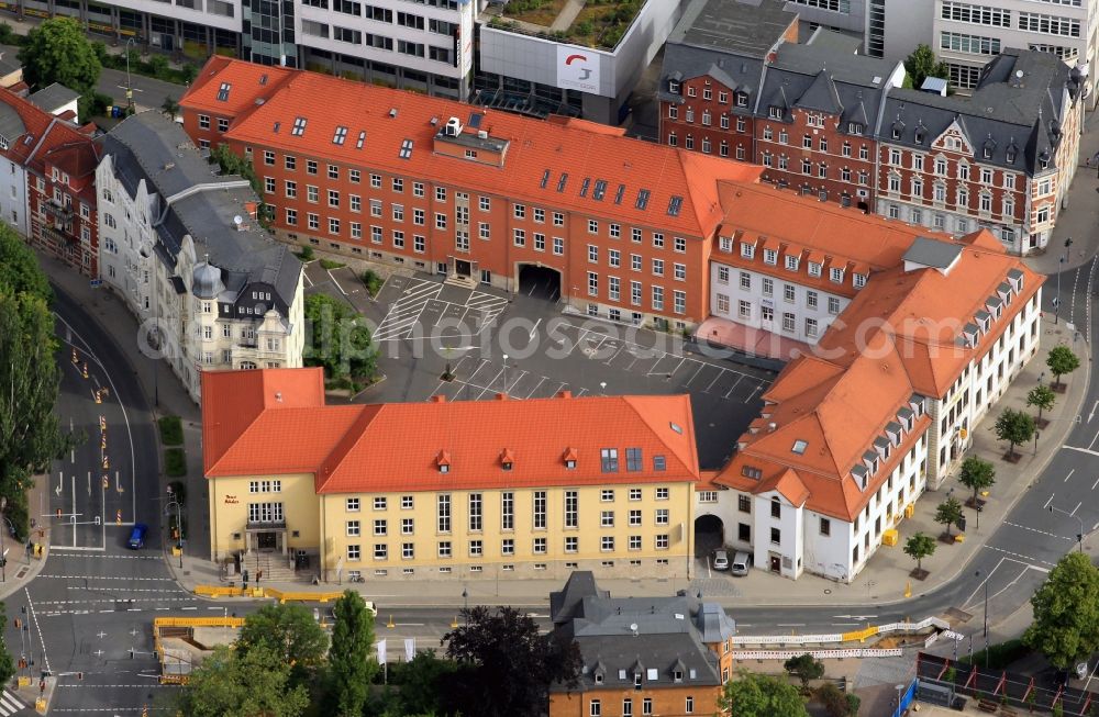 Jena from the bird's eye view: In the building of the former main post by Jean in the state of Thuringia, the last few years a medical and commercial building. Doctors of various disciplines have been found in the historic building on Engelplatz their practice