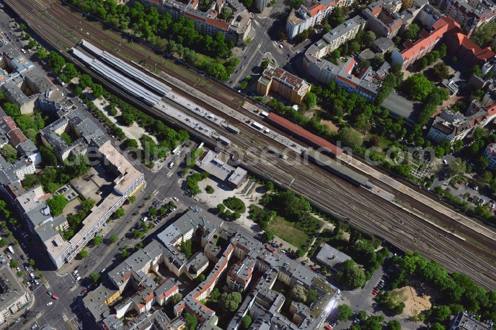 Berlin from above - The S-Bahn station Charlottenburg is located on the Stuttgarter Platz in Berlin. It is an important interchange station for the commuter service from the local train to the S-Bahn. The area around the station is an important commercial center of the capital