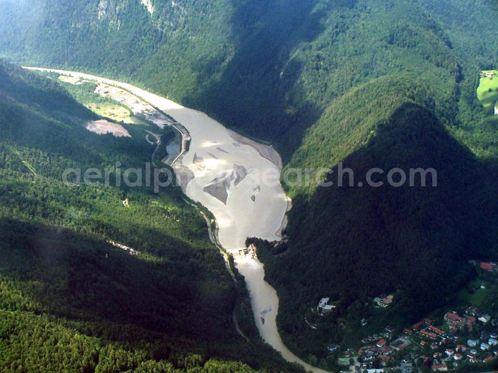 Aerial photograph Bad Reichenhall - Blick auf den Saalach See bei Bad Reichenhall in Bayern